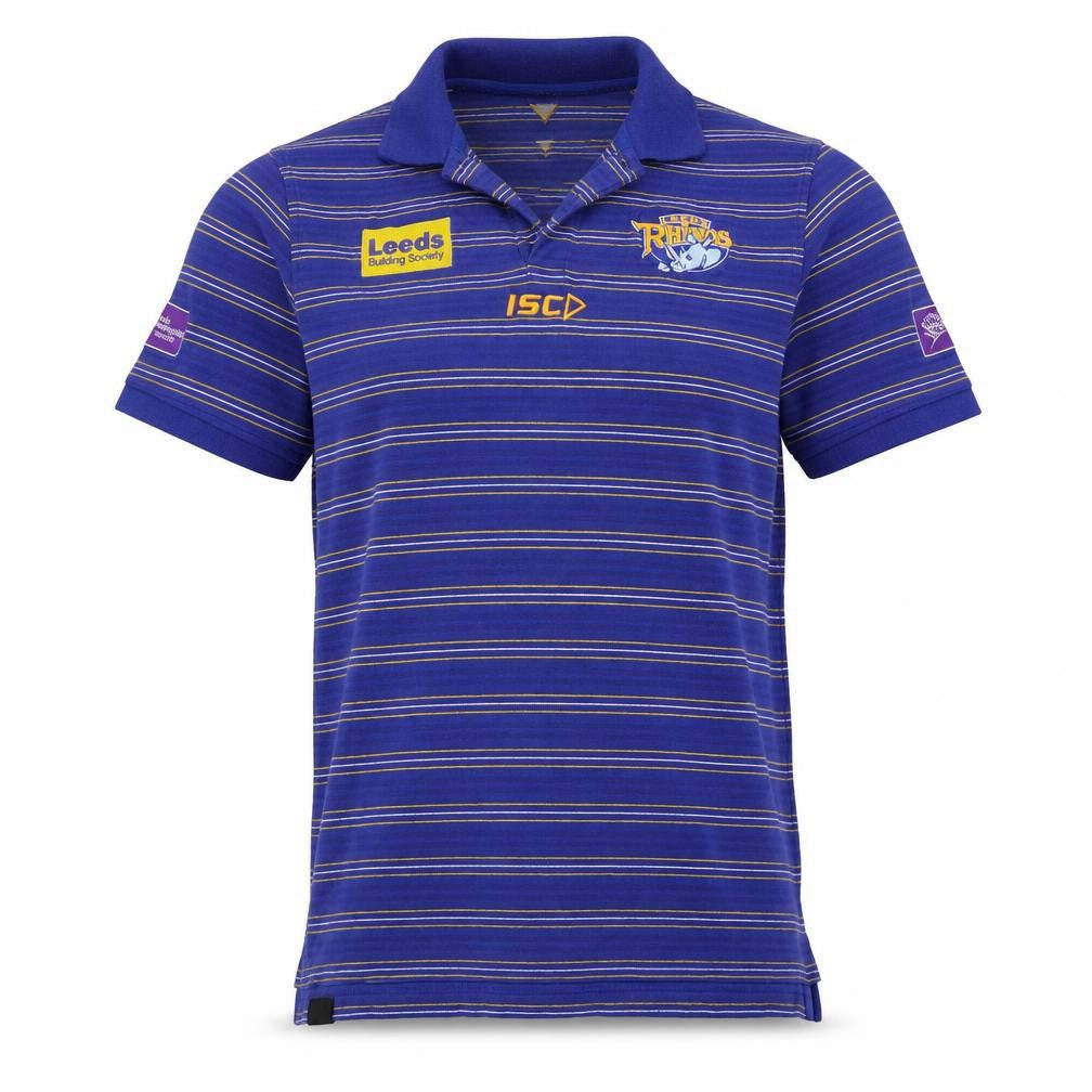 ISC Men's Blue Striped Polo Shirt - Size S
