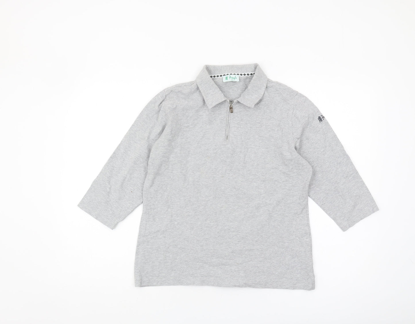 Unisex Adultss UK Size L Pringle Golf Grey Cotton Blend Polo