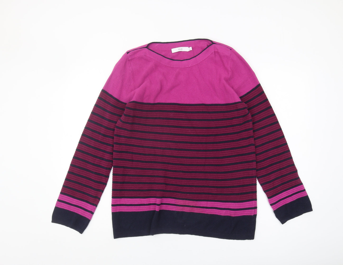 Isle Women's Pink Striped Jumper, Size S
