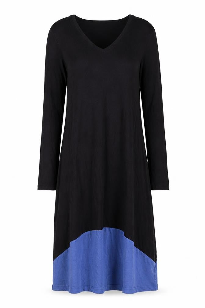 Capri Women's Black/Blue Colourblock V-Neck Dress XS/S