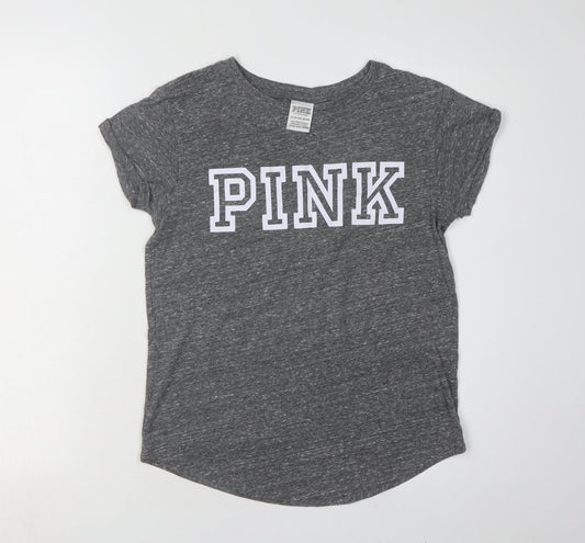 Pink Women's Grey Crew Neck T-Shirt - Casual Wear