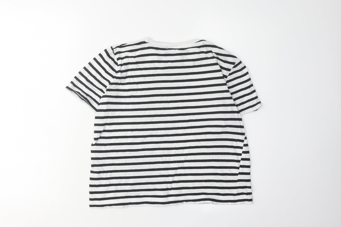 ZARA Women's Striped T-Shirt - Black/White, Size S