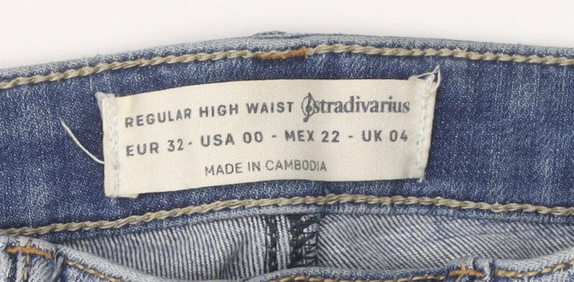 Stradivarius Women's Blue Distressed Skinny Jeans Size 4