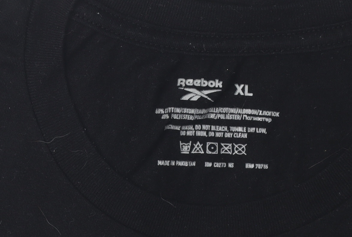 Reebok Men's Black XL Crew Neck T-Shirt Solid Logo