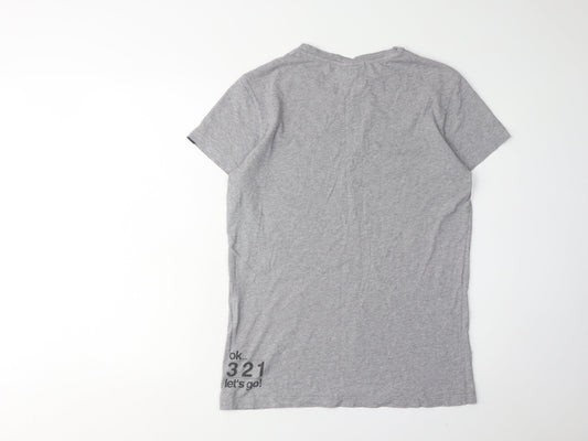 Revolution Men's Grey Graphic Cotton T-Shirt, L, Retro Style