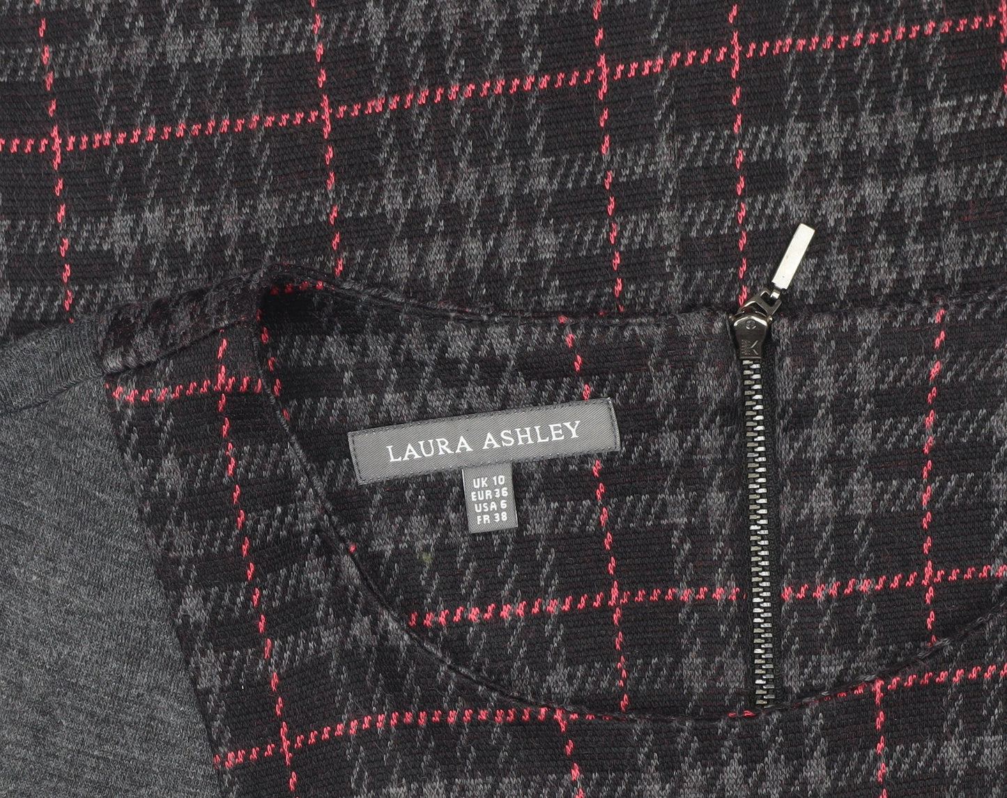Laura Ashley Women's Grey Check Sheath Dress, Size 10