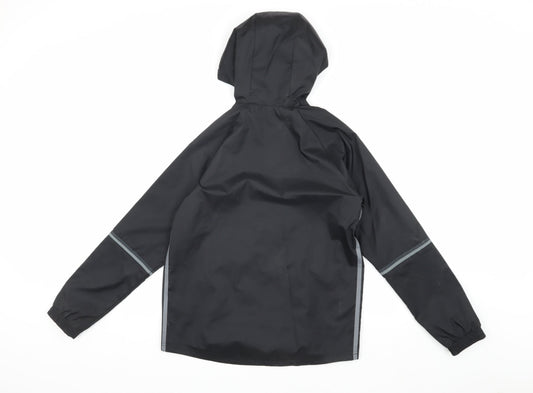 Adidas Boys Black Track Jacket 11-12 Years Hooded Sports