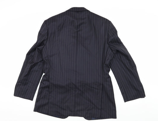 DAKS Men's Blue Striped Wool Blazer Jacket 36S