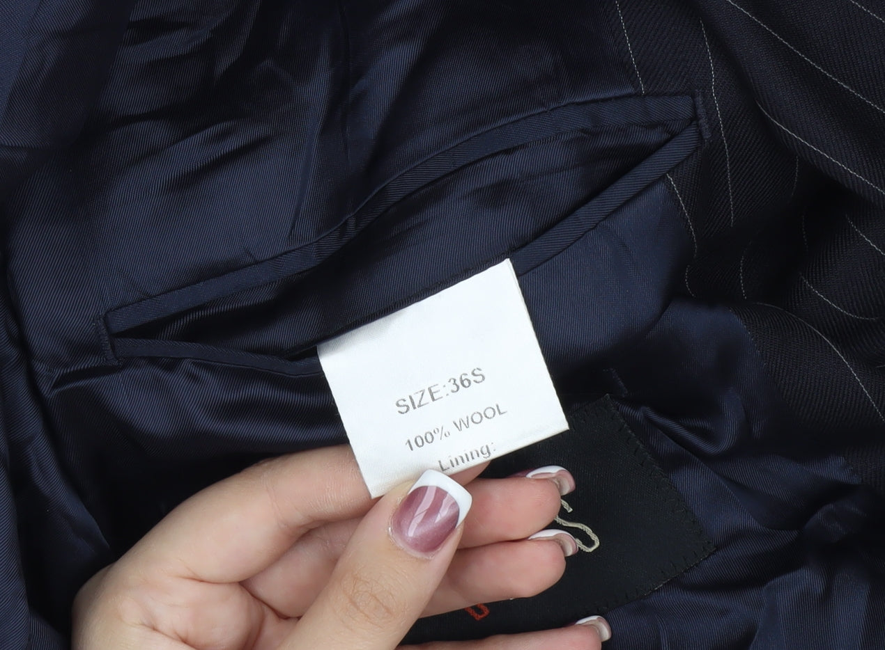 DAKS Men's Blue Striped Wool Blazer Jacket 36S