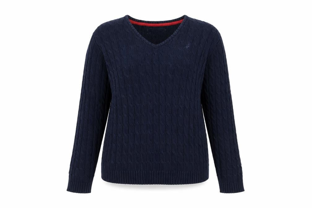 Womens UK 16 Regular Kangol Blue Pullover Cable-Knit