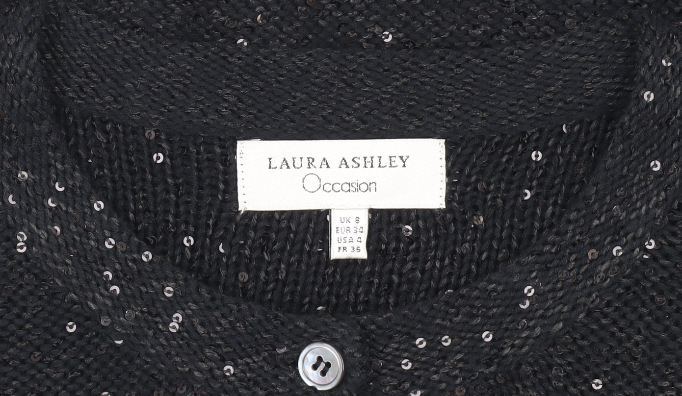 Laura Ashley Women's Black Sequin Cardigan Size 6