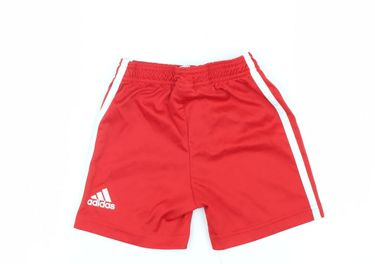 Adidas Unisex Baby Red Sports Shorts 18-24 Months