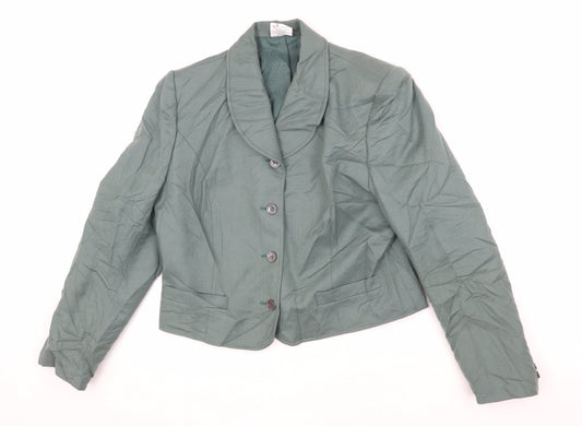 Alexon Women's Green Blazer Wool UK 14 Shawl Collar
