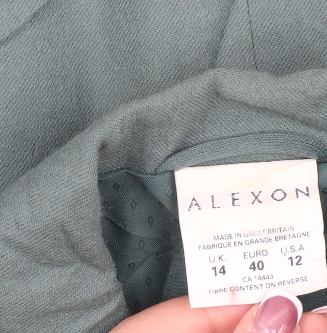 Alexon Women's Green Blazer Wool UK 14 Shawl Collar