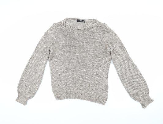 Jane Norman Women’s Beige Open-Knit Jumper Size S