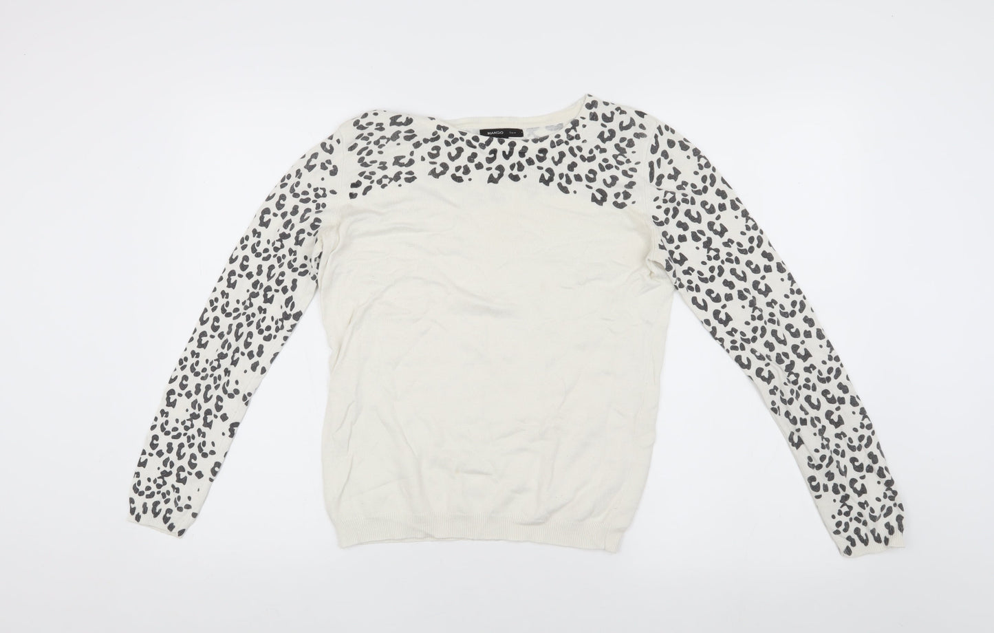 Mango Women's Ivory Animal Print Jumper S