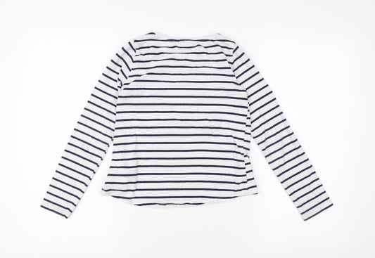 H&M Girls Blue Striped Sequin T-Shirt 9-10 Years