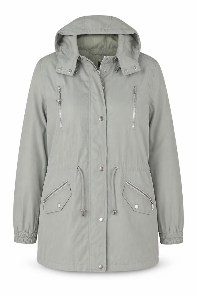JBC Women's Grey Parka Jacket Size 16 with Hood