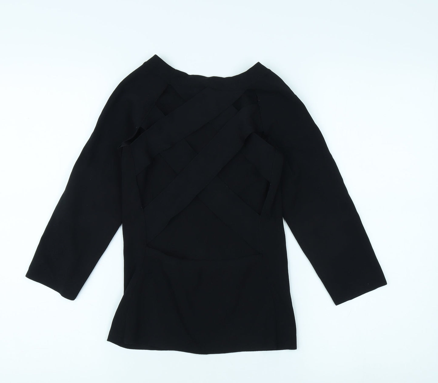 River Island Women's Black 3/4 Sleeve Boat Neck Top
