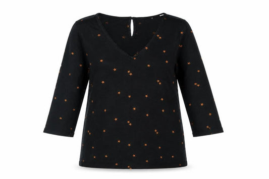 FatFace Women's Black Blouse Size 10 V-Neck Casual