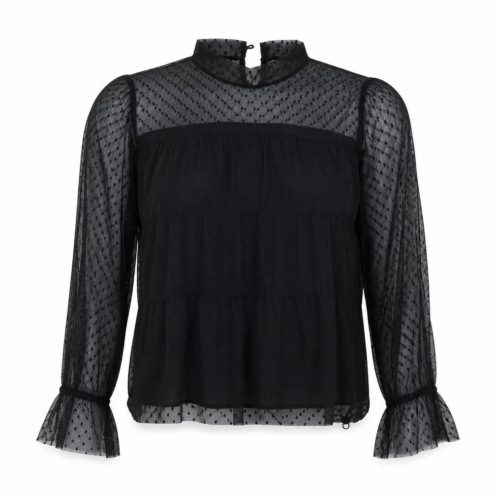Apricot Women's Black Sheer Blouse M/L Party Elegant