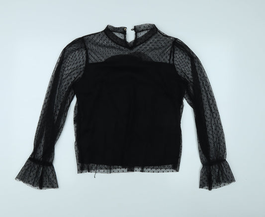 Apricot Women's Black Sheer Blouse M/L Party Elegant