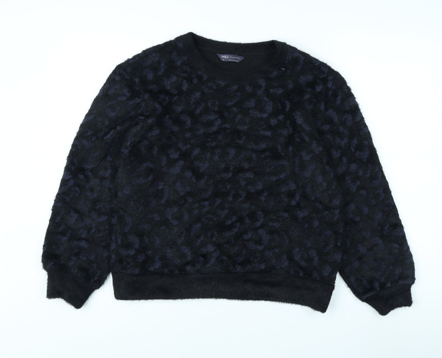 Marks and Spencer Women's Black Animal Print Pullover Jumper XS