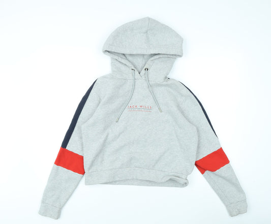 Jack Wills Women's Grey Colourblock Hoodie Size 10