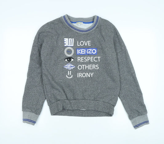 Kenzo Grey Graphic Print Unisex Sweatshirt, Size 16