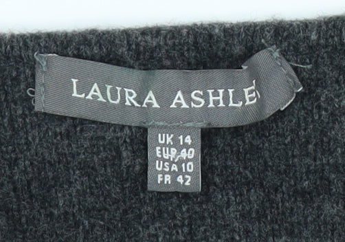 Laura Ashley Women's Grey Wool Biker Jacket Size 14