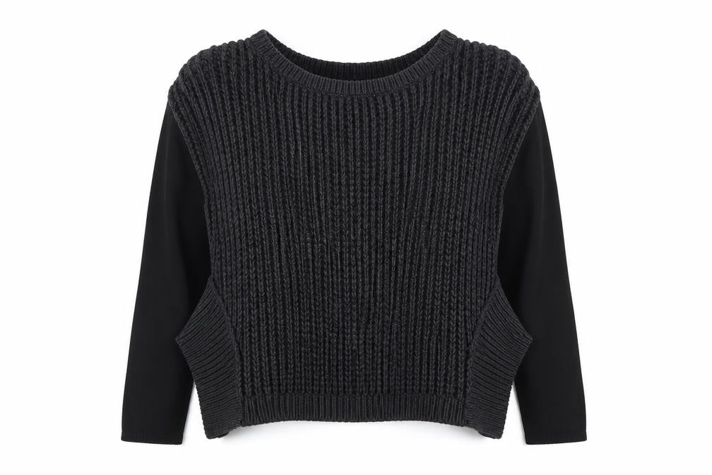 Womens UK 4 Regular Karen Millen Black Pullover Chunky-Knit