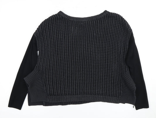 Karen Millen Women's Black Chunky-Knit Pullover Size 4