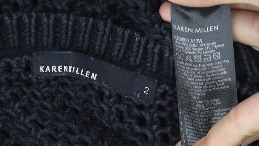Karen Millen Women's Black Chunky-Knit Pullover Size 4