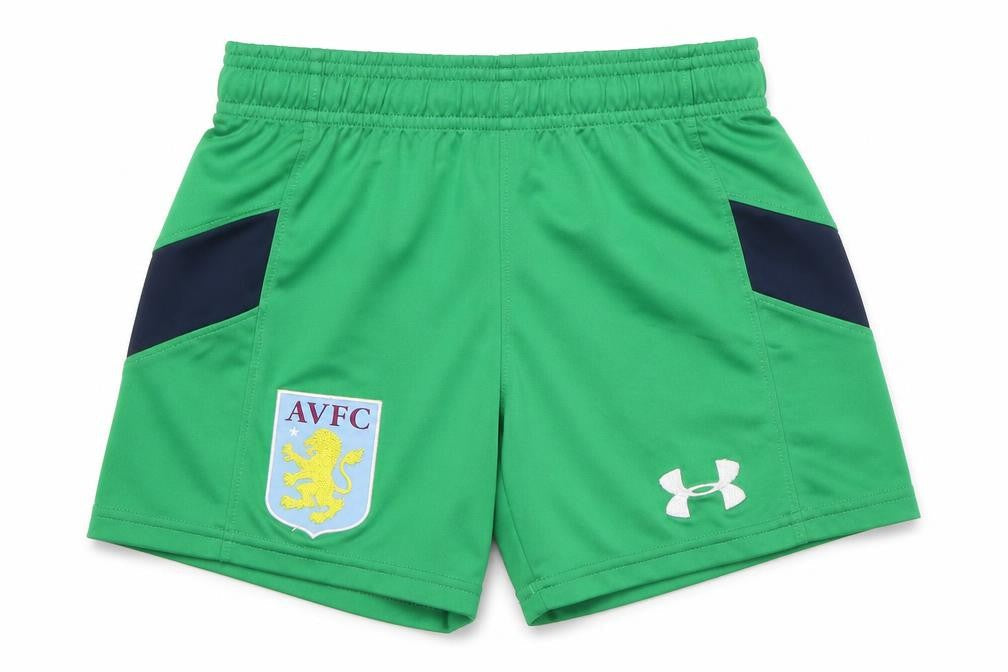 Front view of Under Armour boys’ green xs athletic football shorts