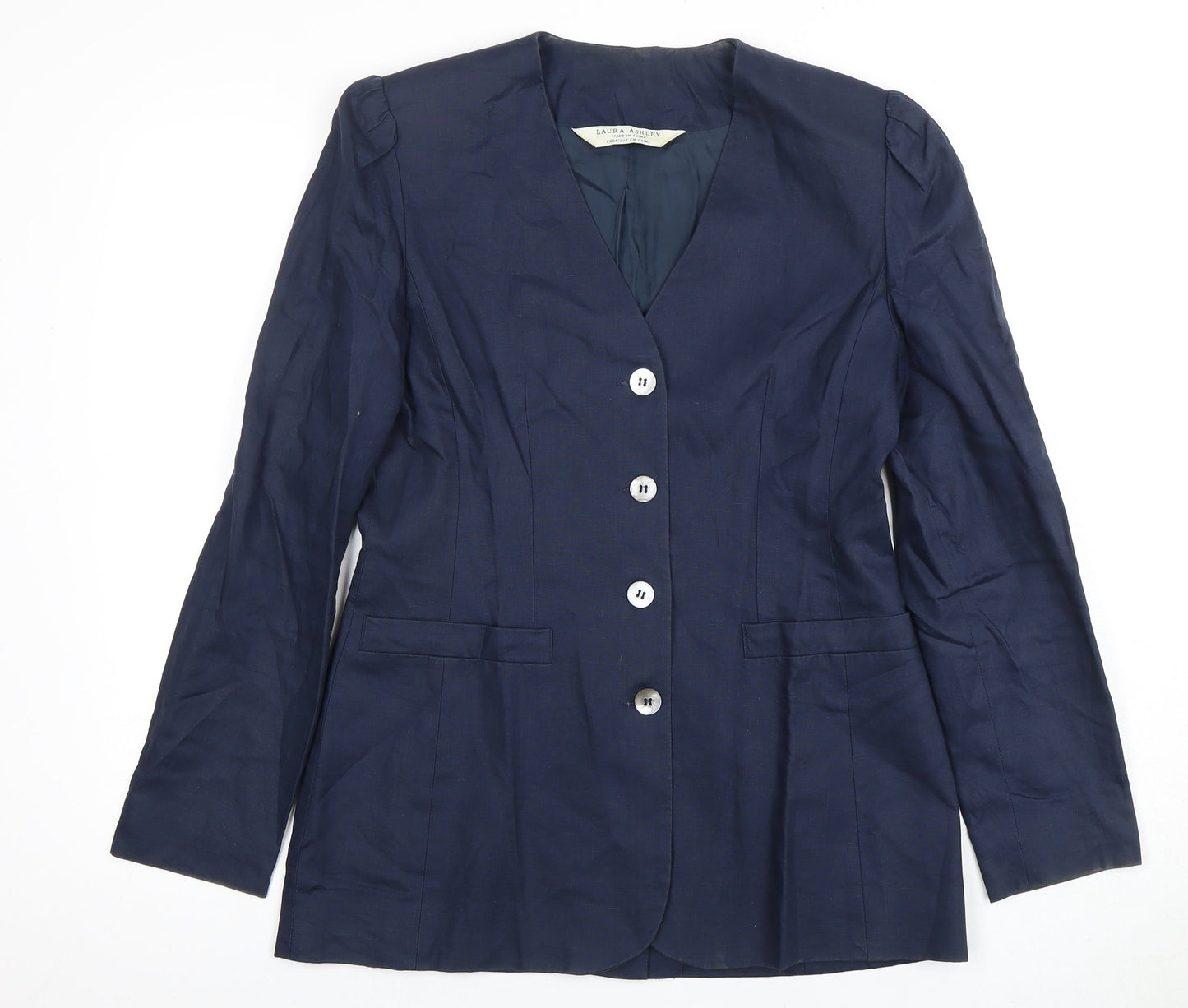 Laura Ashley Women's Blue Linen Blazer Size 10
