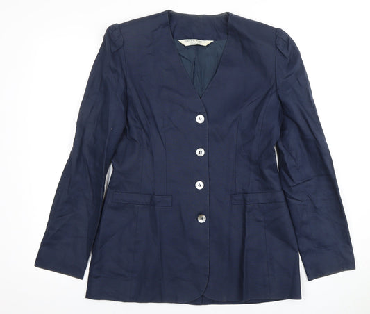 Laura Ashley Women's Blue Linen Blazer Size 10