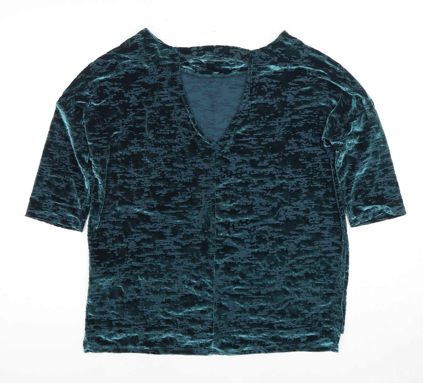 Next Women’s Blue Velvet Top UK 10 V-Neck