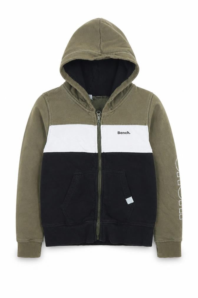 Bench Boys Full Zip Hoodie - Green, Black & White 11-12 Years