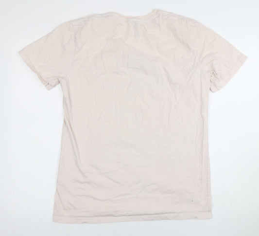 Quiksilver Men's Beige Graphic Print T-Shirt - Large
