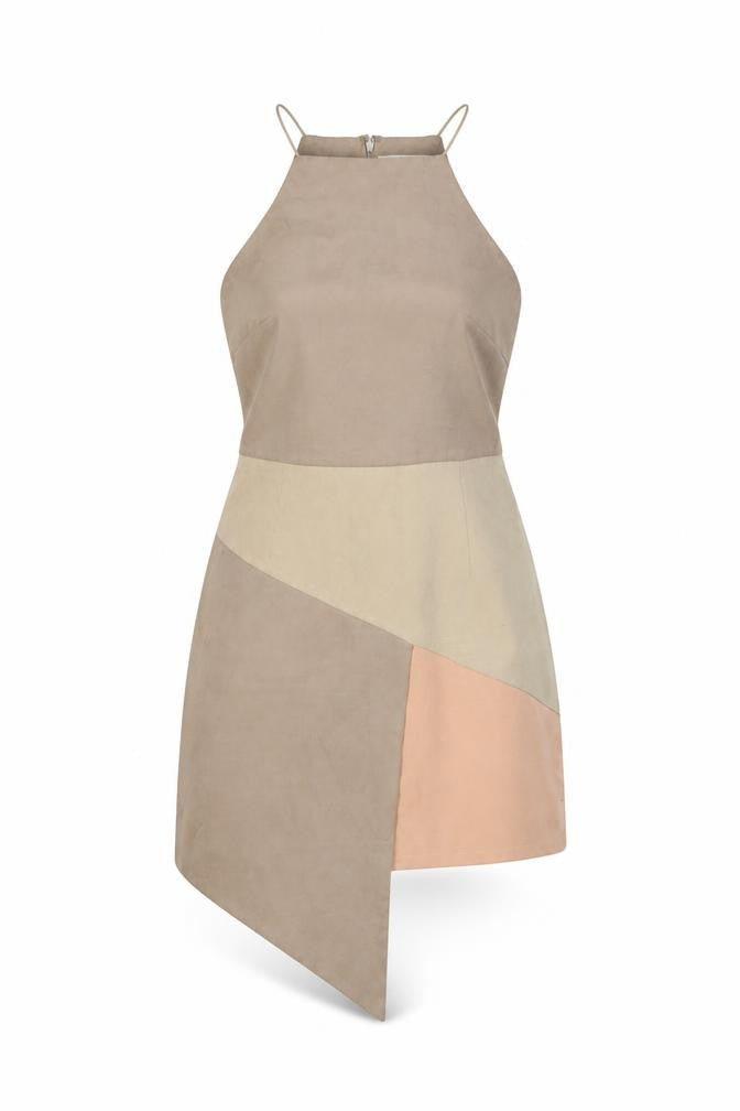 Rare London Women Beige Asymmetric Colourblock Dress Size 8