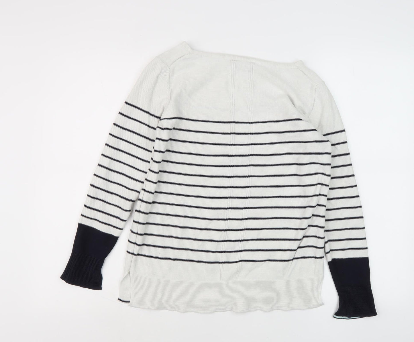 Esprit Women's White Striped Knit Jumper M