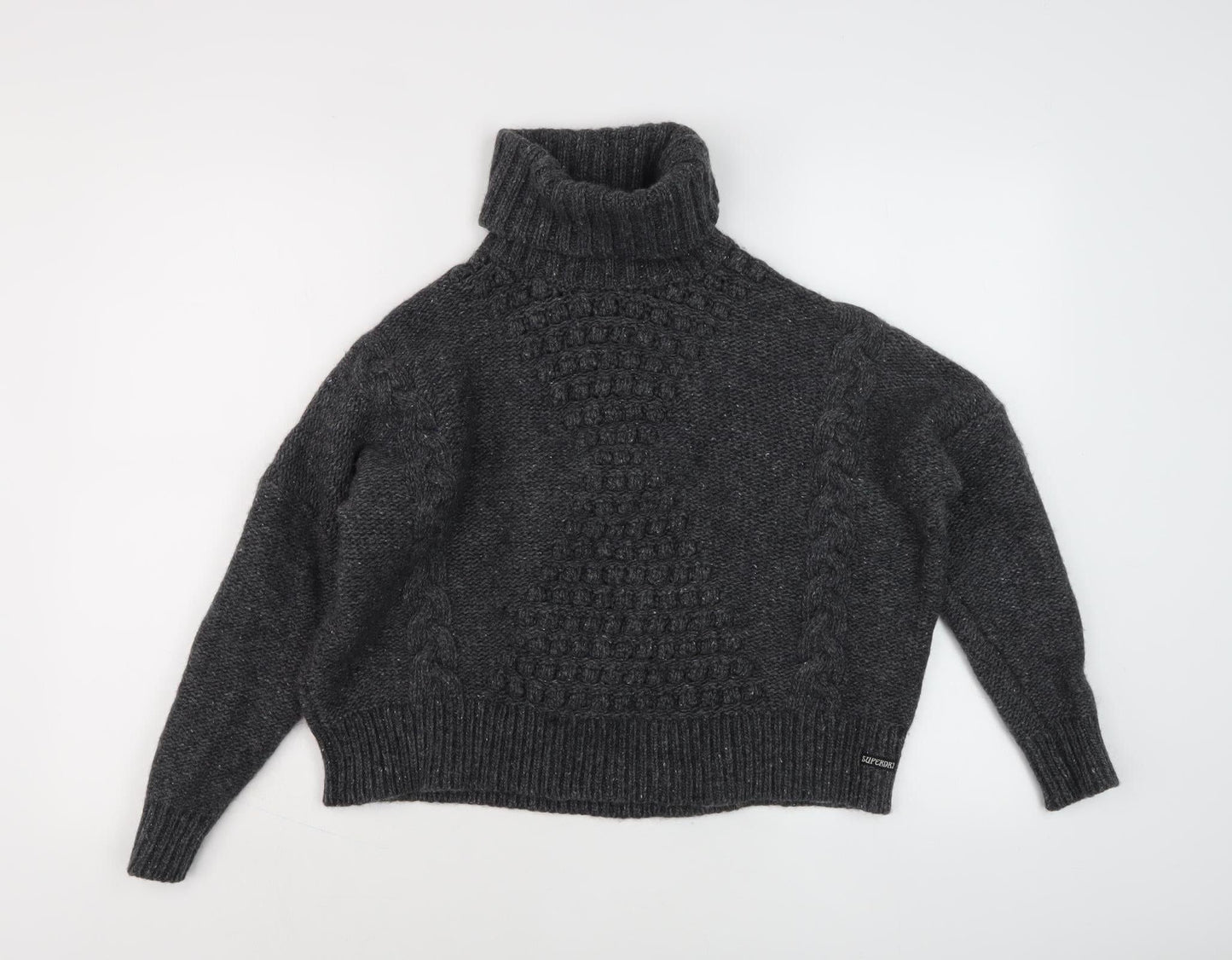 Superdry Women's Grey Roll Neck Pullover Jumper Size 10