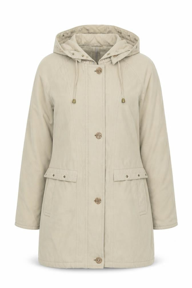 Lawrayn Women's Beige Parka Coat With Hood