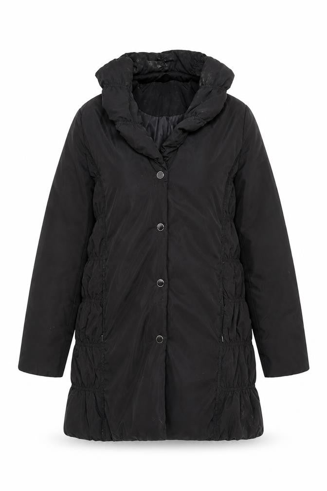 Damart Women's Black Mid-Length Hooded Coat - Size 12