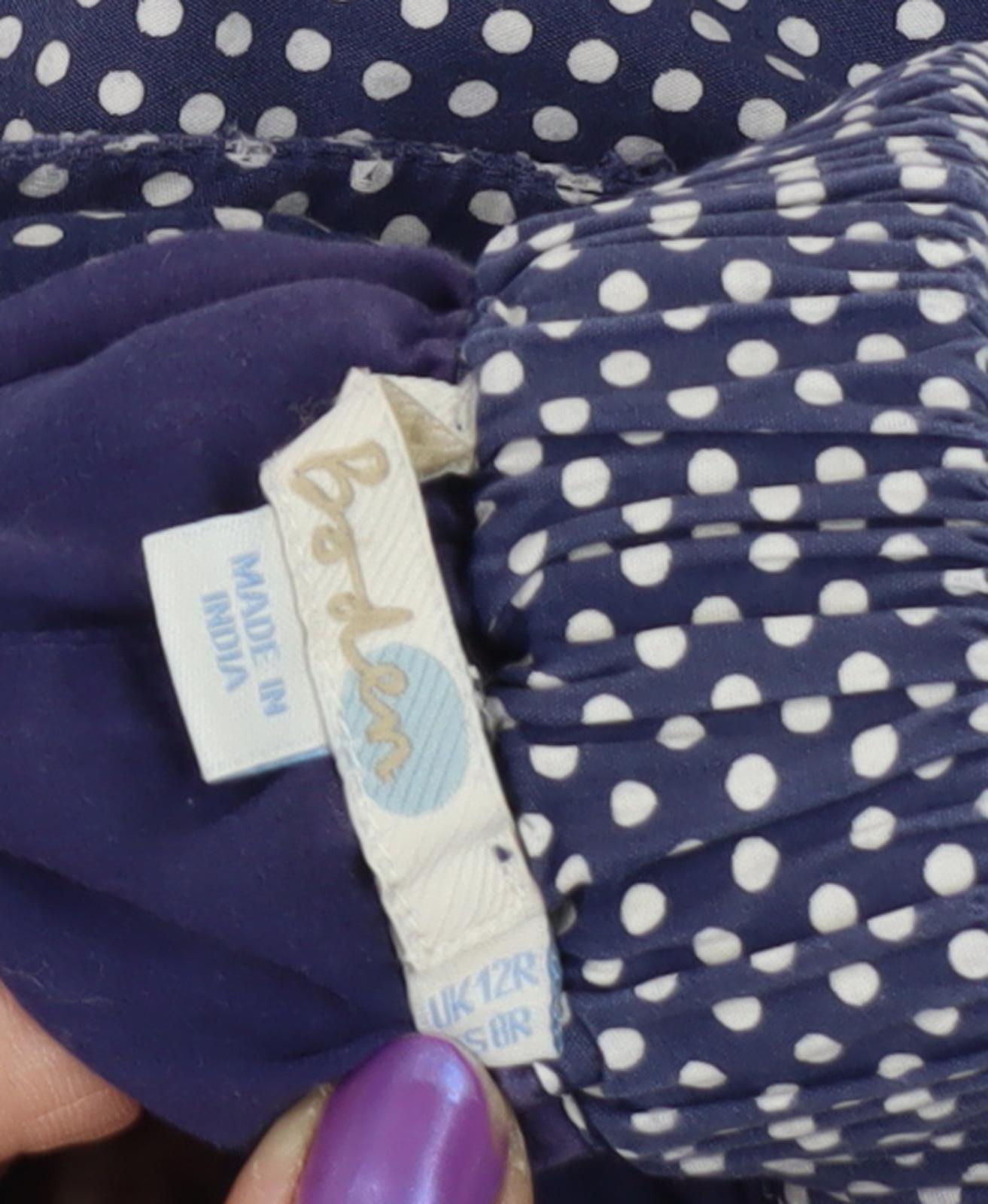 Boden Women's Blue A-Line Polka Dot Skirt Size 12