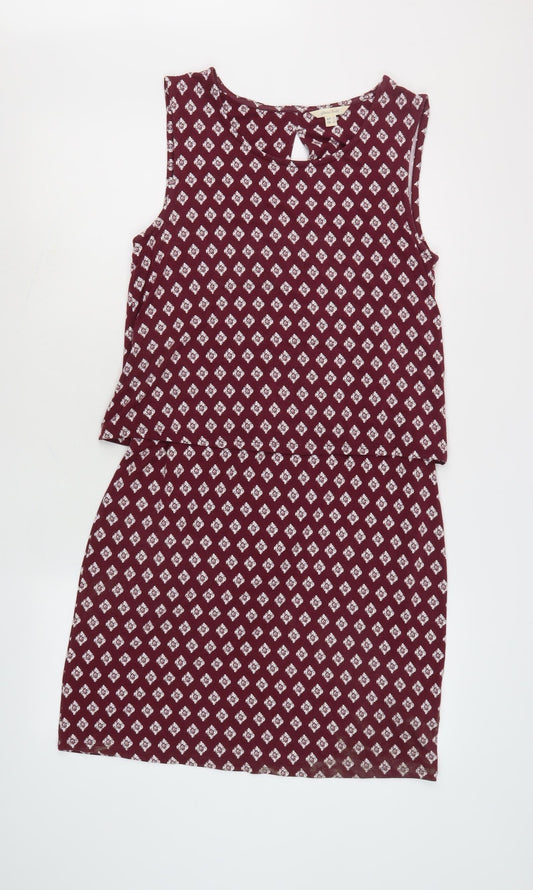 White Stuff Women's Red Geometric Sleeveless Shift Dress