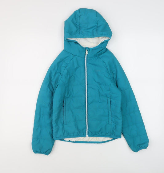 Craghoppers Girls Blue Hooded Puffer Jacket Age 7-8