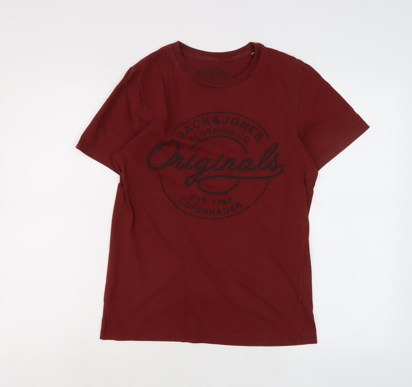 Jack & Jones Men’s Red Graphic Tee, Size S, Crew Neck