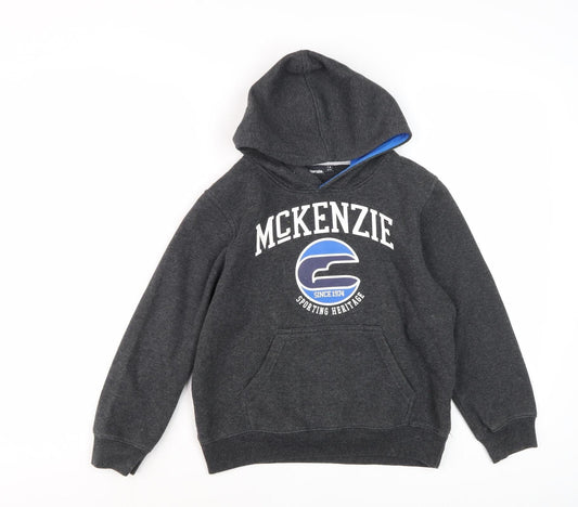 McKenzie Boys Grey Pullover Hoodie 7-8 Years, Logo Accent