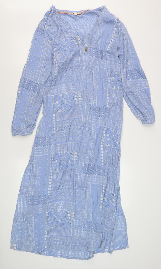 White Stuff Women's Blue Floral Long Sleeve Dress S